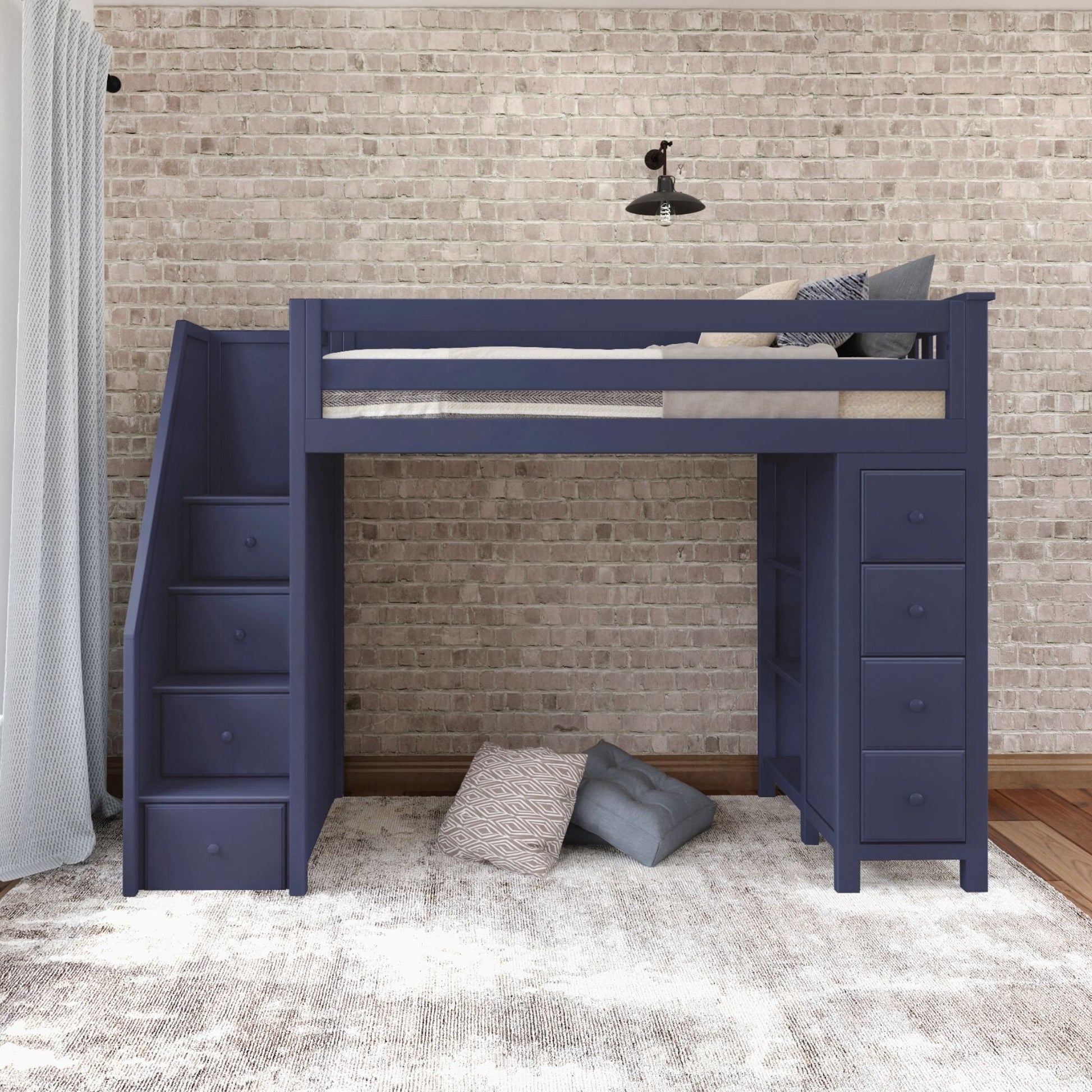 Ambire - High Loft Bed With Staircase And Storage Tower
