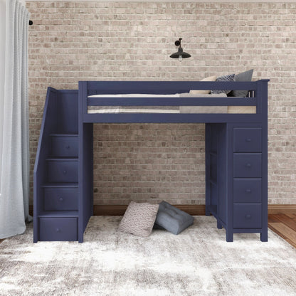 Ambire - High Loft Bed With Staircase And Storage Tower