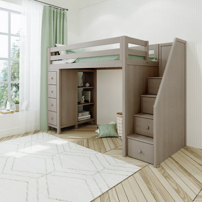 Ambire - High Loft Bed With Staircase And Storage Tower