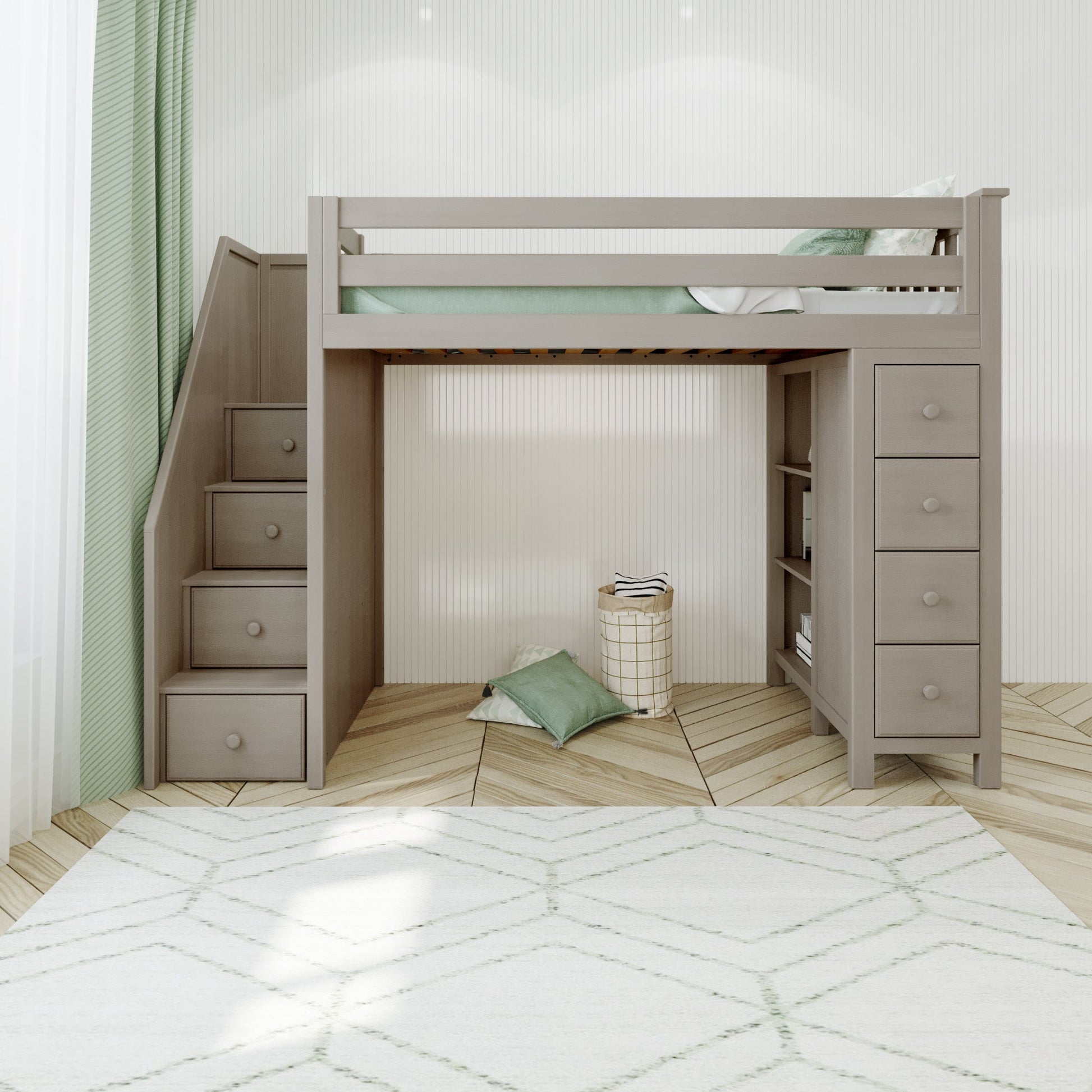 Ambire - High Loft Bed With Staircase And Storage Tower