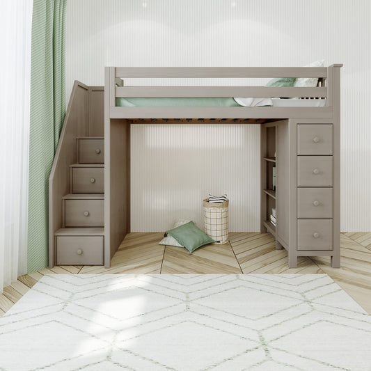 Ambire - High Loft Bed With Staircase And Storage Tower