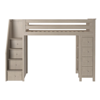 Ambire - High Loft Bed With Staircase And Storage Tower