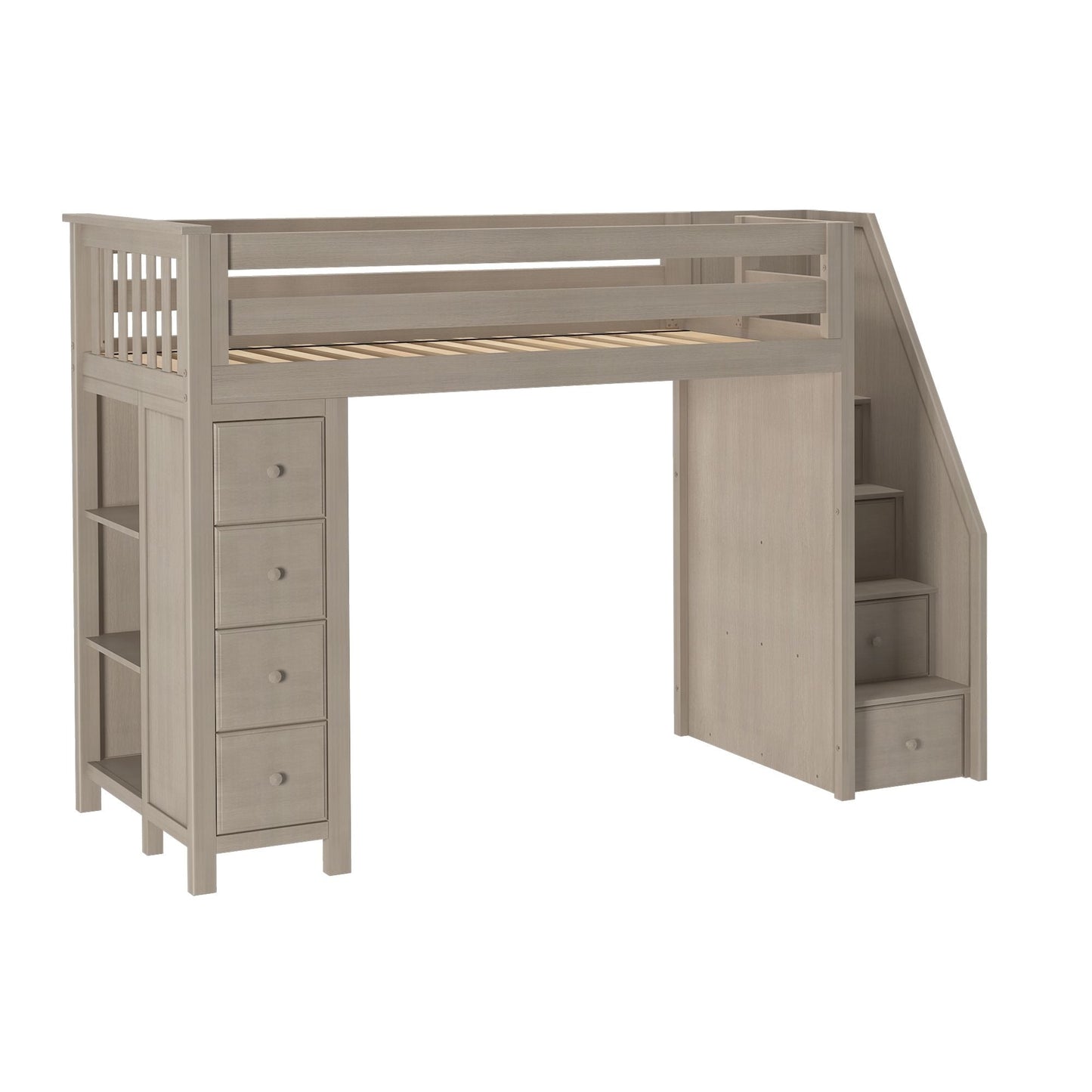 Ambire - High Loft Bed With Staircase And Storage Tower