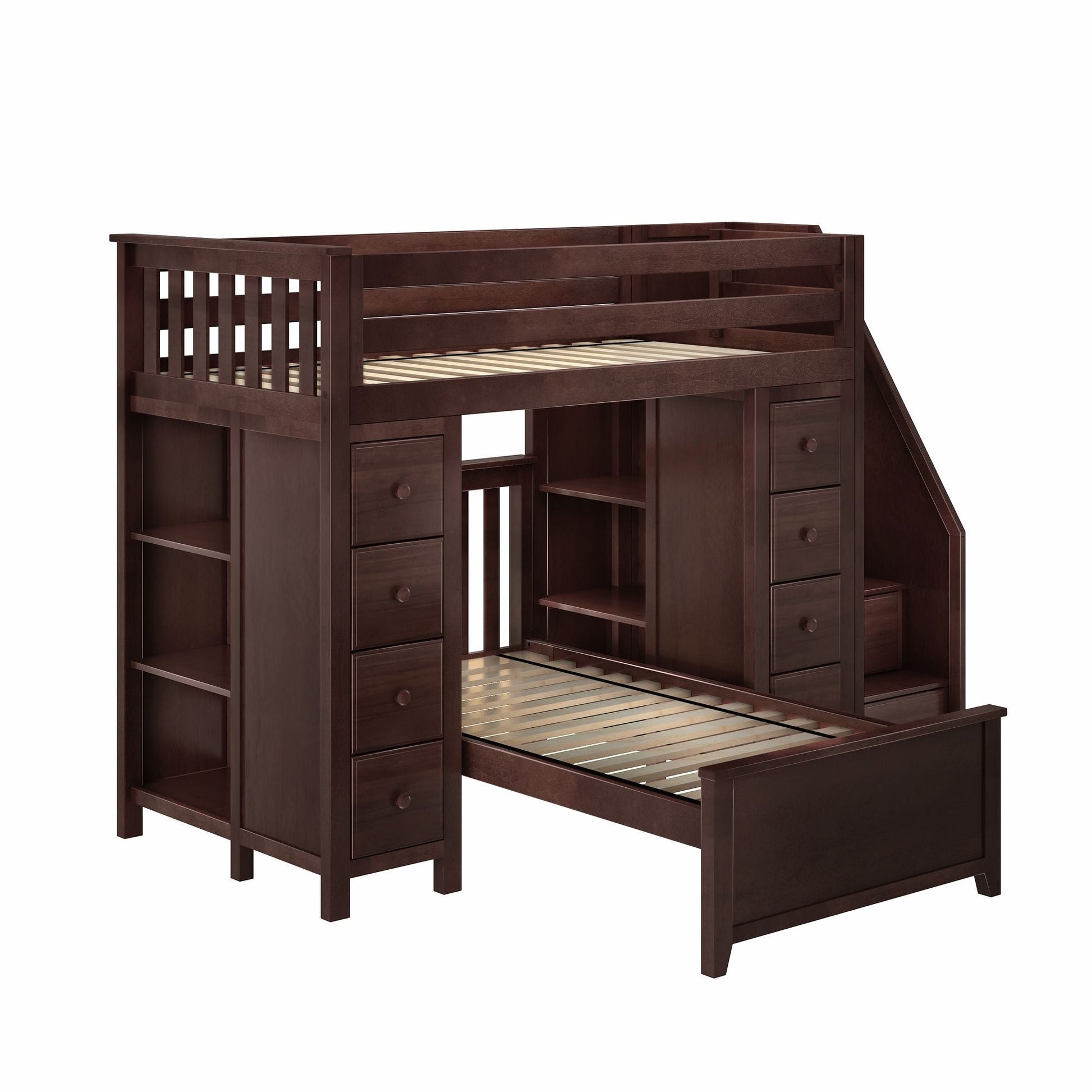 Ambire - Twin Over Twin L-Shaped Bunk Bed with Dual Storage Towers