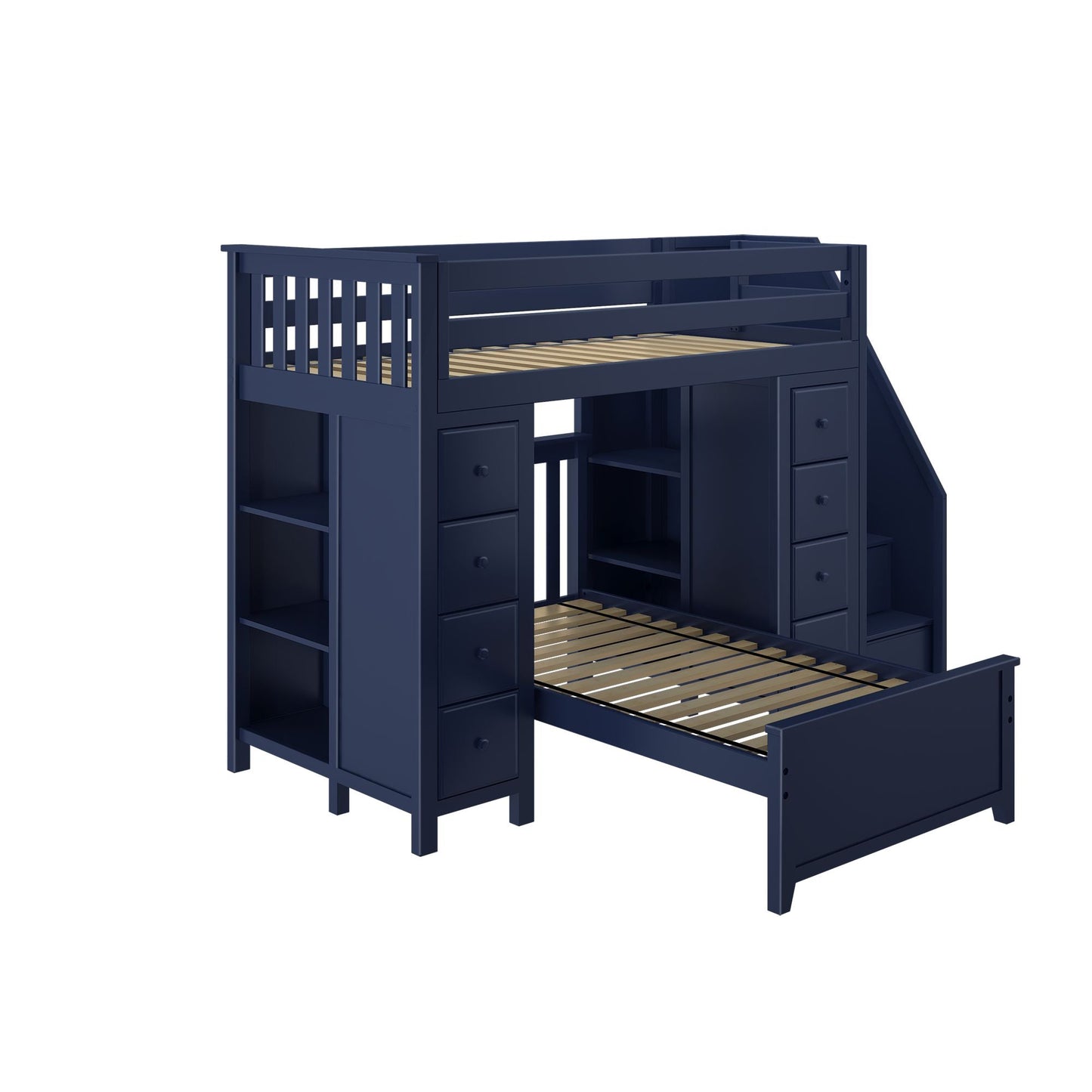 Ambire - Twin Over Twin L-Shaped Bunk Bed with Dual Storage Towers