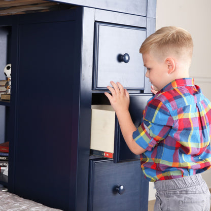 Ambire - Twin Over Twin L-Shaped Bunk Bed with Dual Storage Towers
