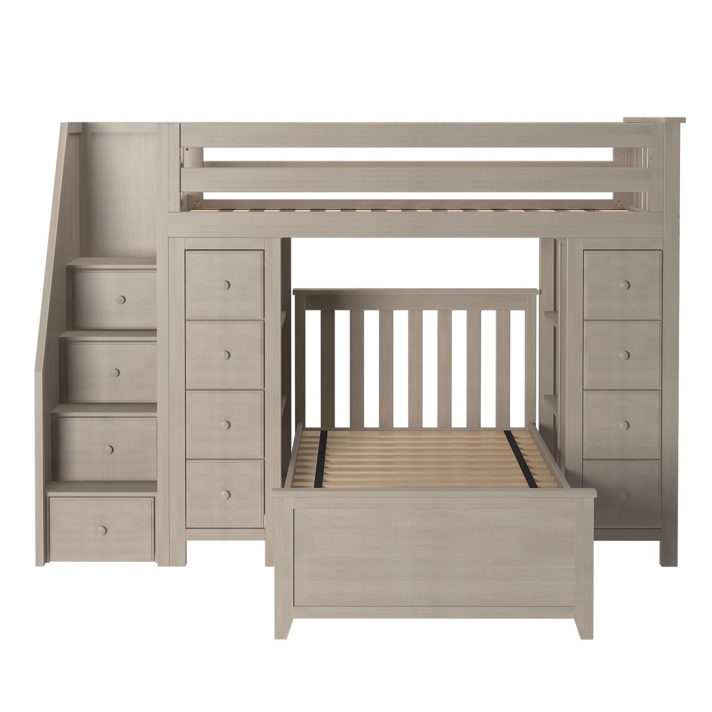 Ambire - Twin Over Twin L-Shaped Bunk Bed with Dual Storage Towers