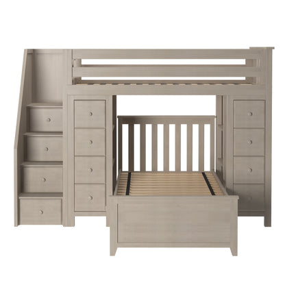 Ambire - Twin Over Twin L-Shaped Bunk Bed with Dual Storage Towers