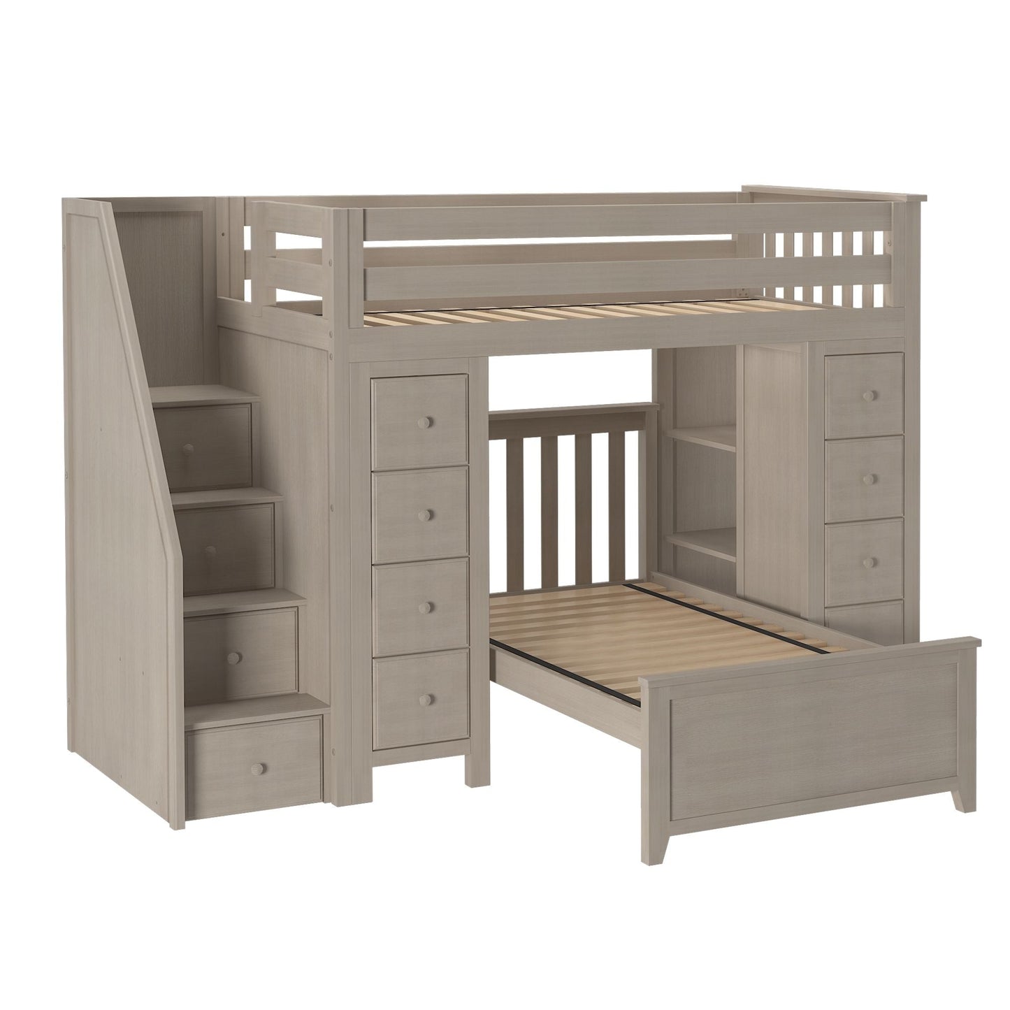 Ambire - Twin Over Twin L-Shaped Bunk Bed with Dual Storage Towers