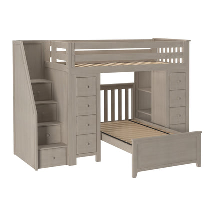Ambire - Twin Over Twin L-Shaped Bunk Bed with Dual Storage Towers