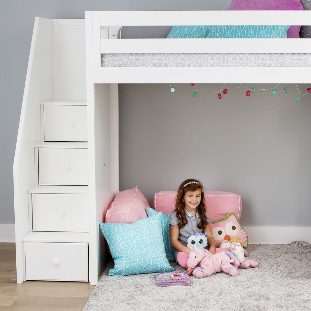Ambire - Twin High Loft Bed With Staircase And Desk
