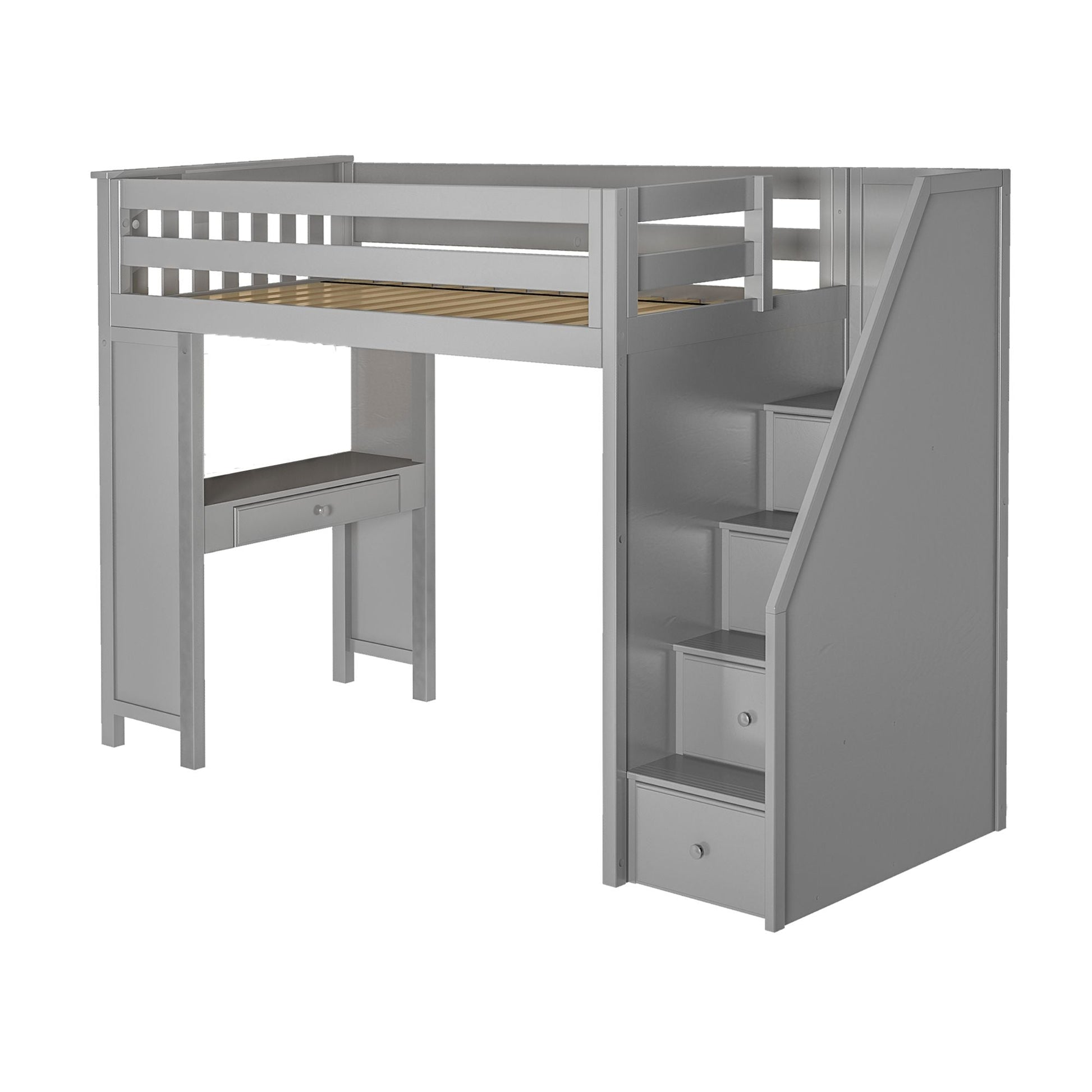 Ambire - Twin High Loft Bed With Staircase And Desk