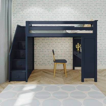Ambire - Twin High Loft Bed With Staircase And Desk