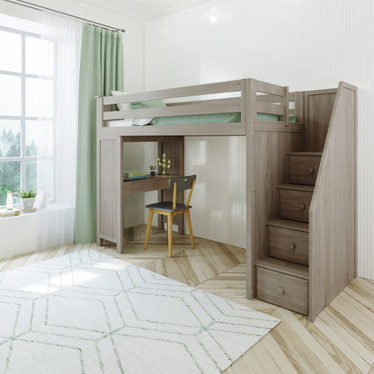 Ambire - Twin High Loft Bed With Staircase And Desk