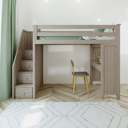 Ambire - Twin High Loft Bed With Staircase And Desk