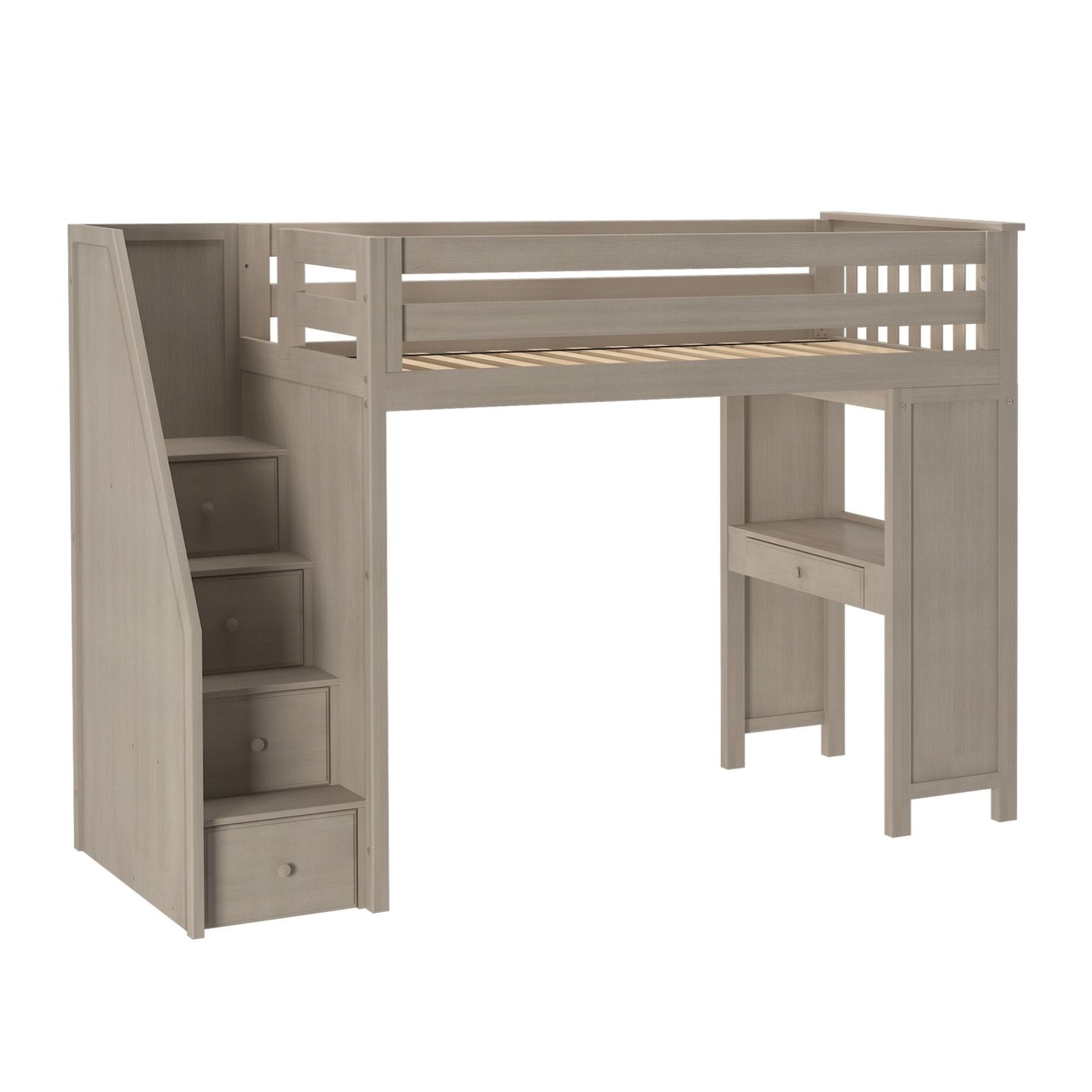 Ambire - Twin High Loft Bed With Staircase And Desk