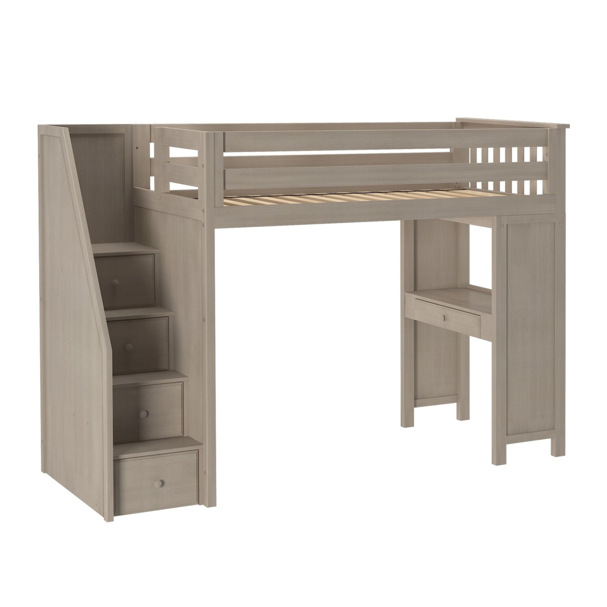 Ambire - Twin High Loft Bed With Staircase And Desk