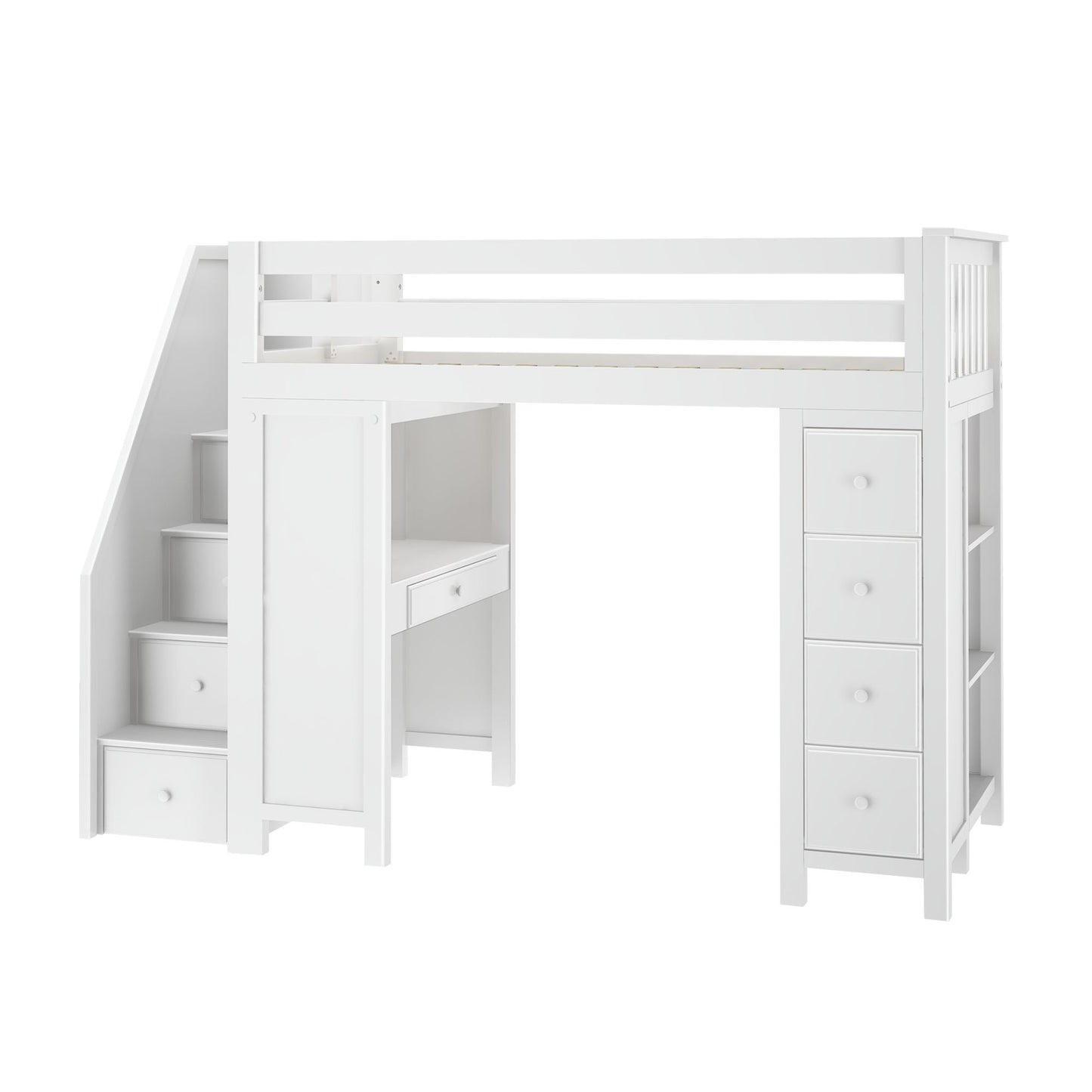 Ambire - High Loft Bed With Staircase, Desk And Storage
