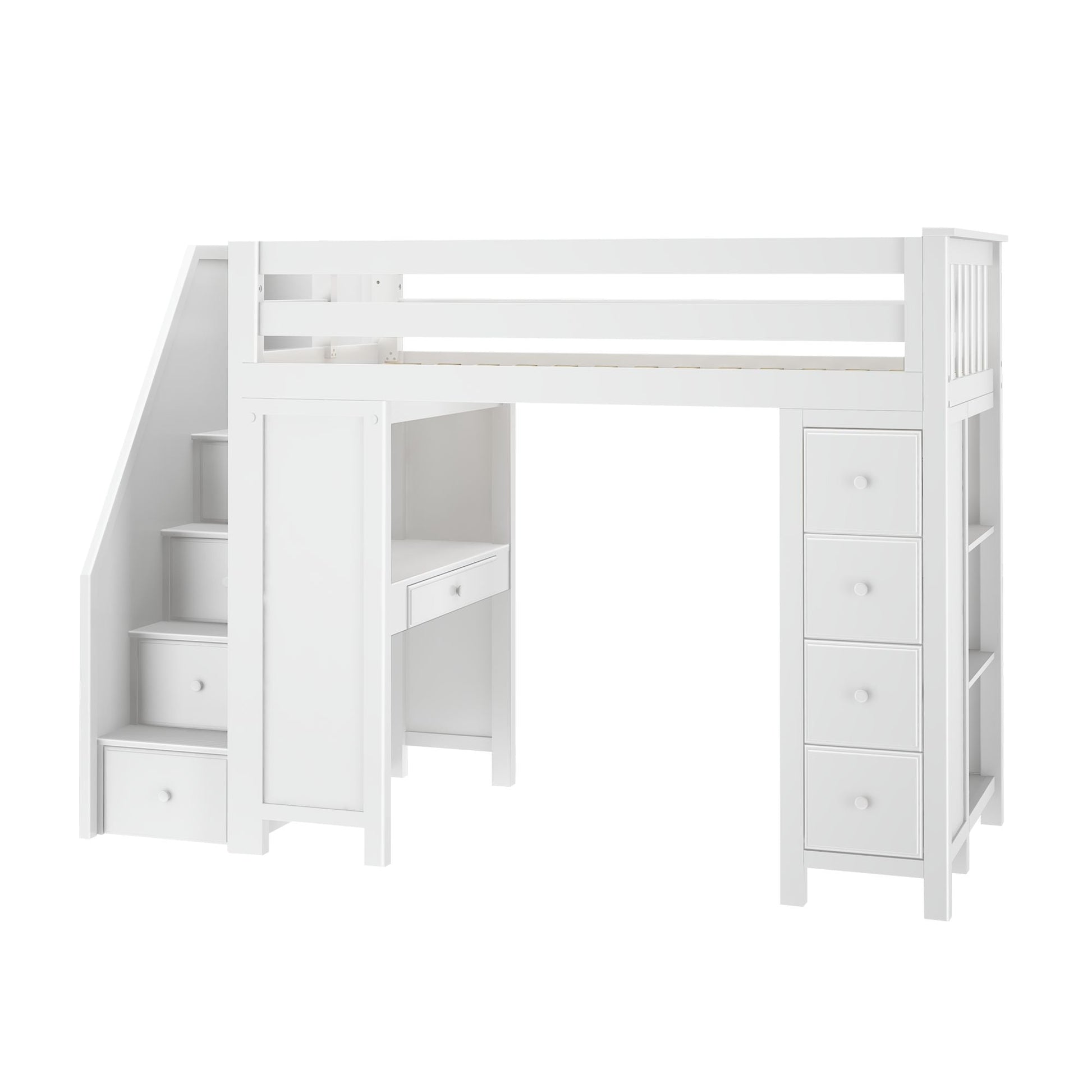 Ambire - High Loft Bed With Staircase, Desk And Storage