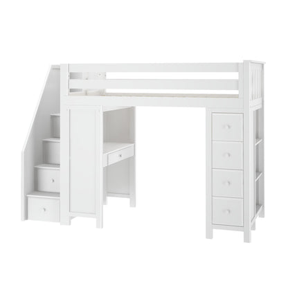 Ambire - High Loft Bed With Staircase, Desk And Storage