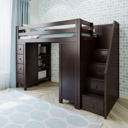 Ambire - High Loft Bed With Staircase, Desk And Storage