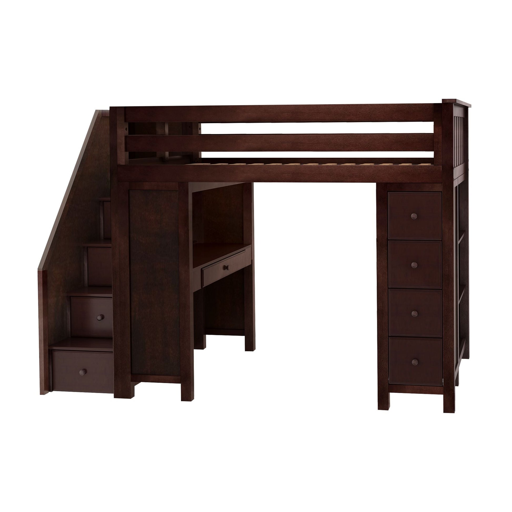 Ambire - High Loft Bed With Staircase, Desk And Storage