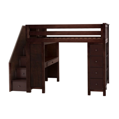 Ambire - High Loft Bed With Staircase, Desk And Storage