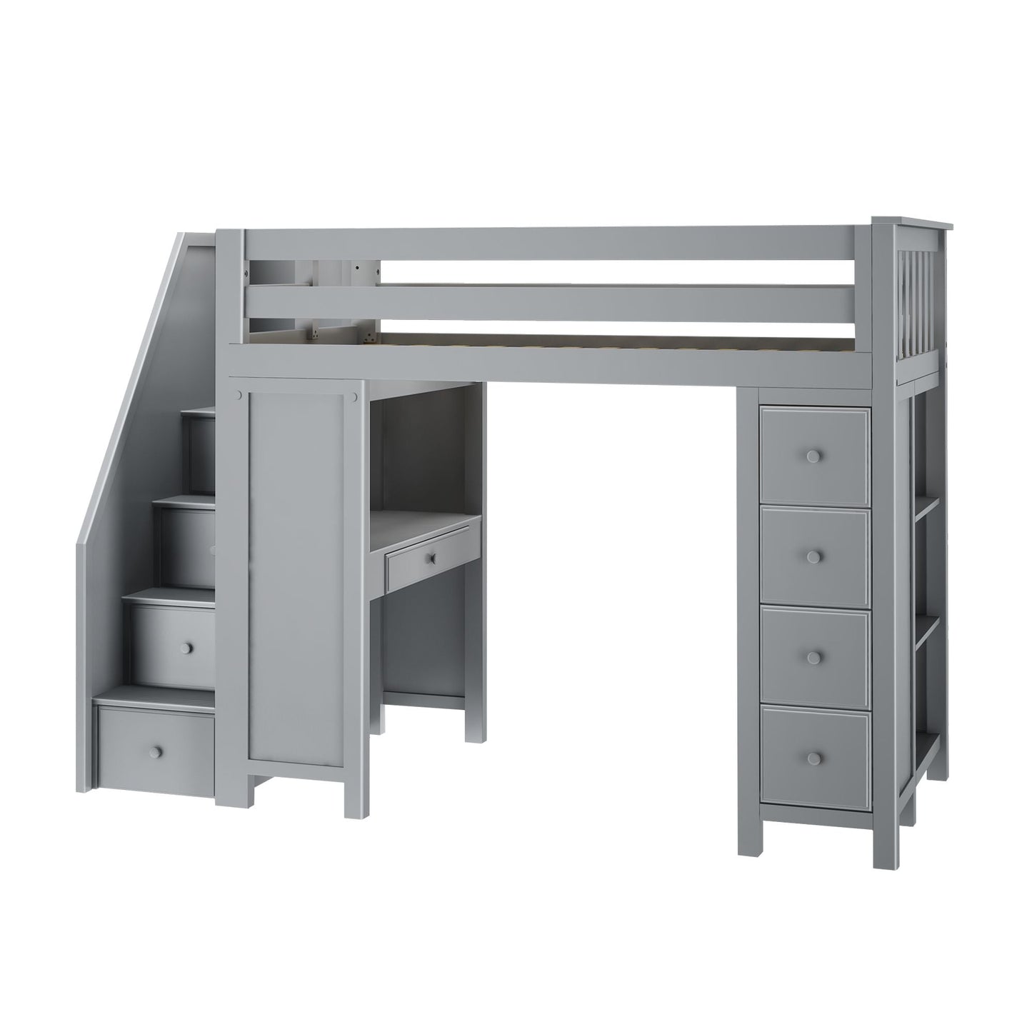 Ambire - High Loft Bed With Staircase, Desk And Storage