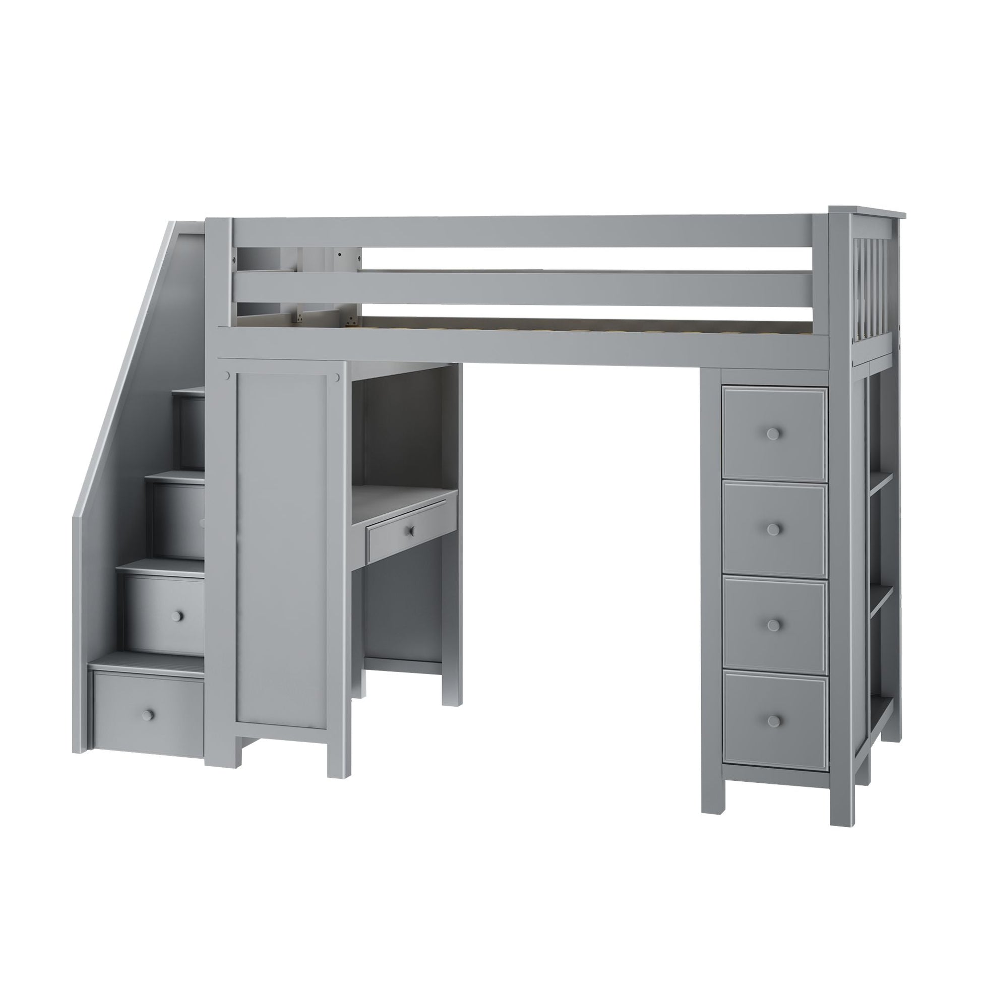 Ambire - High Loft Bed With Staircase, Desk And Storage