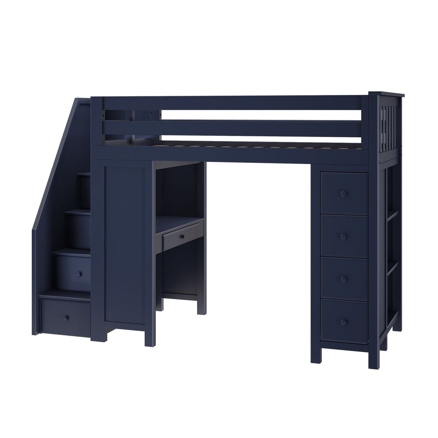 Ambire - High Loft Bed With Staircase, Desk And Storage