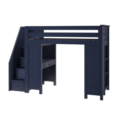 Ambire - High Loft Bed With Staircase, Desk And Storage