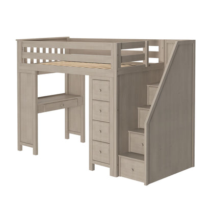 Ambire - High Loft Bed With Staircase, Desk And Storage