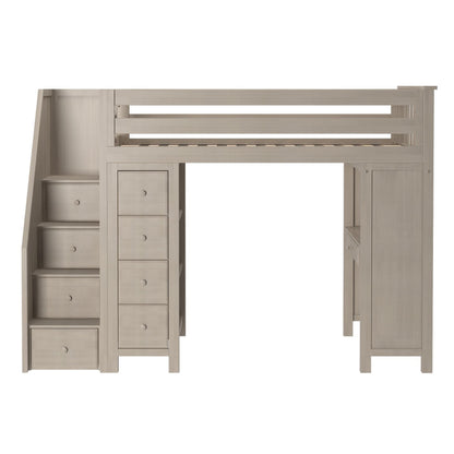 Ambire - High Loft Bed With Staircase, Desk And Storage