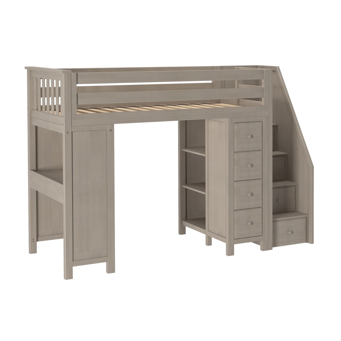 Ambire - High Loft Bed With Staircase, Desk And Storage