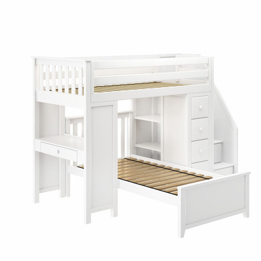 Ambire - L-Shaped Bunk Bed with Desk, Staircase, and Storage
