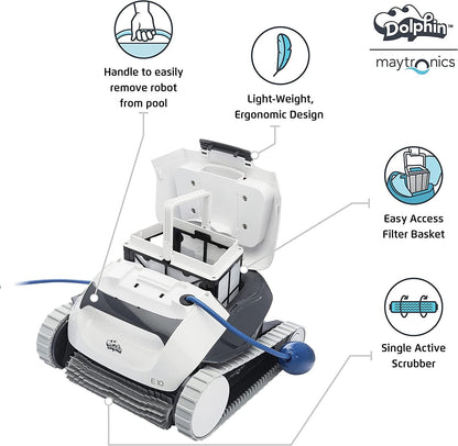 Maytronics Dolphin E10 Robotic Pool Cleaner - Above-Ground Pool Floor & Cove Cleaning
