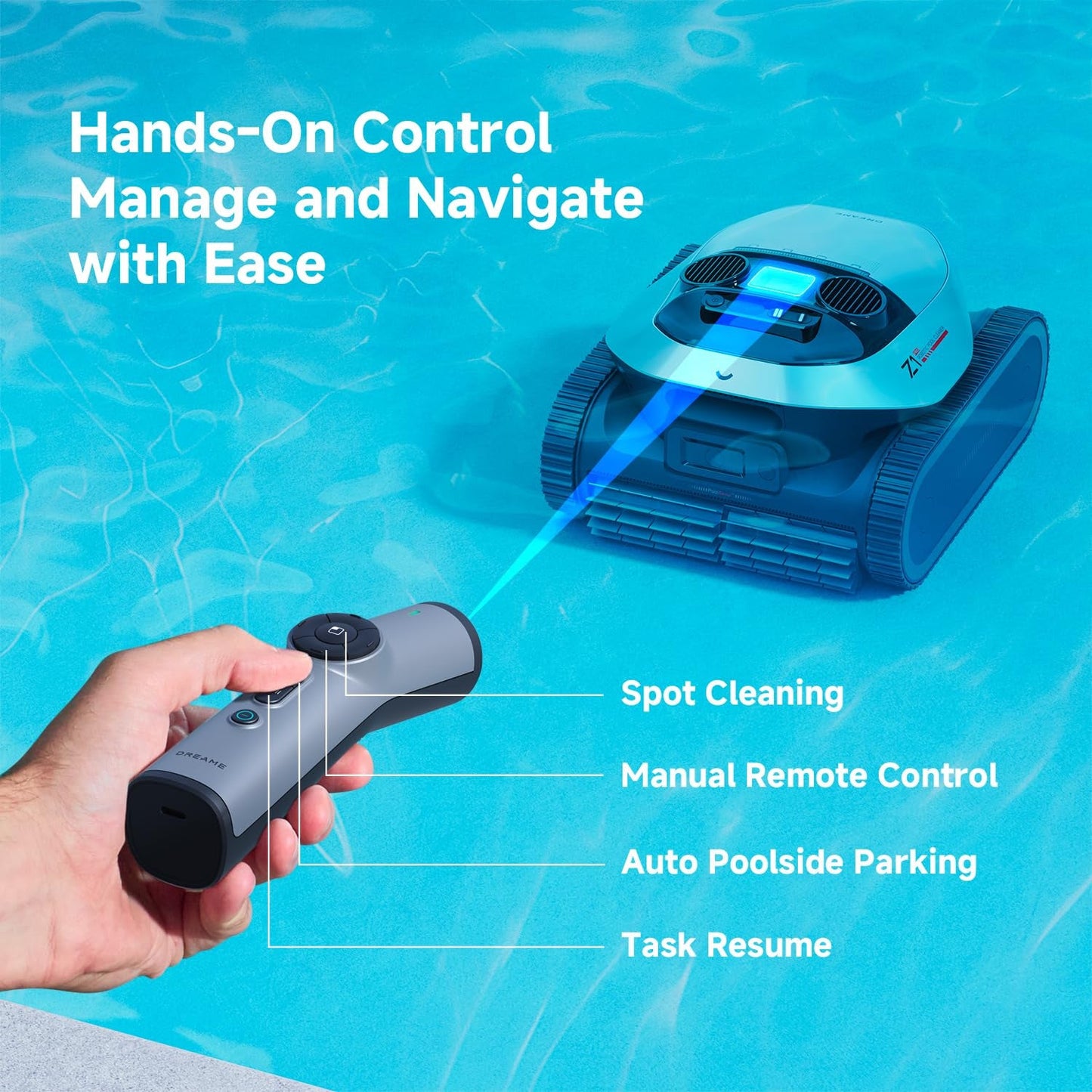 Dreame Z1 Pro Cordless Robotic Pool Cleaner - Floor, Wall & Waterline Cleaning