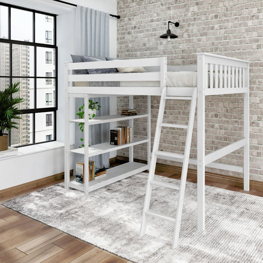 Ambire - Full Size High Loft Bed with Integrated Bookcase