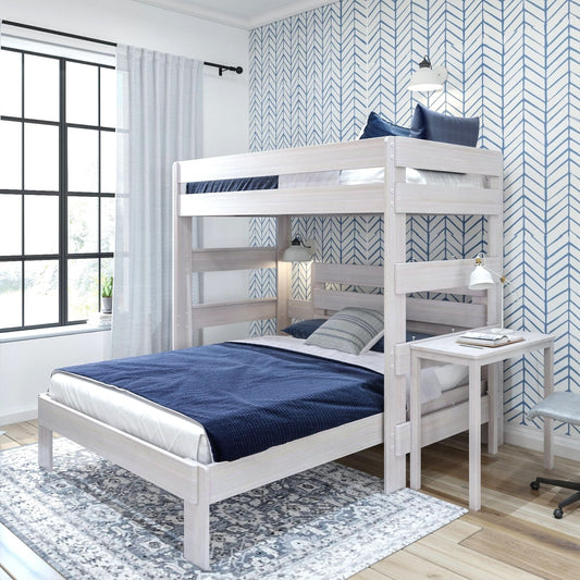 Ambire - Rustic Twin Over Queen L-Shaped Bunk Bed With Desk