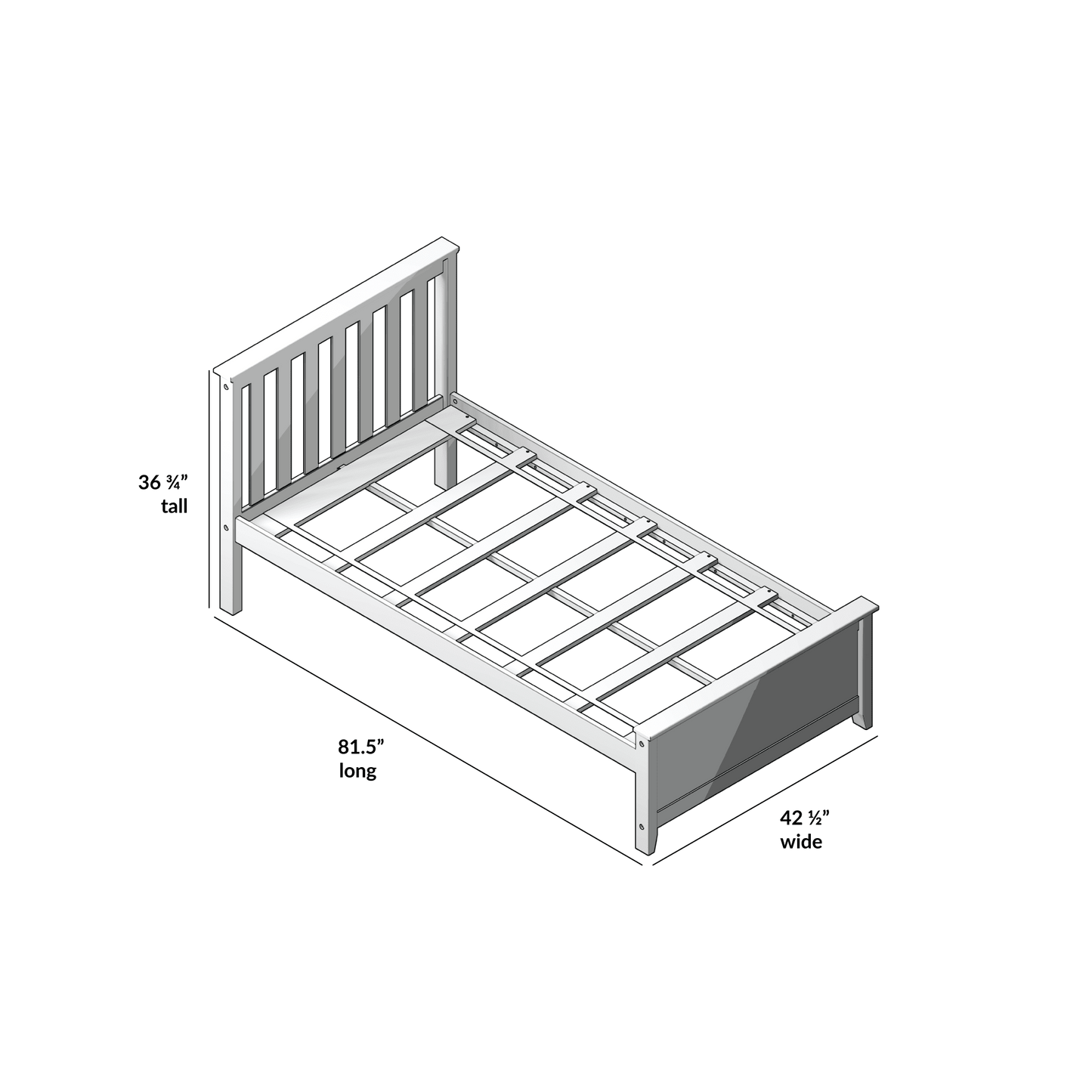 Ambire - Classic Solid Wood Slatted Twin Bed