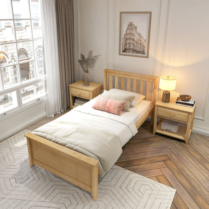 Ambire - Classic Solid Wood Slatted Twin Bed