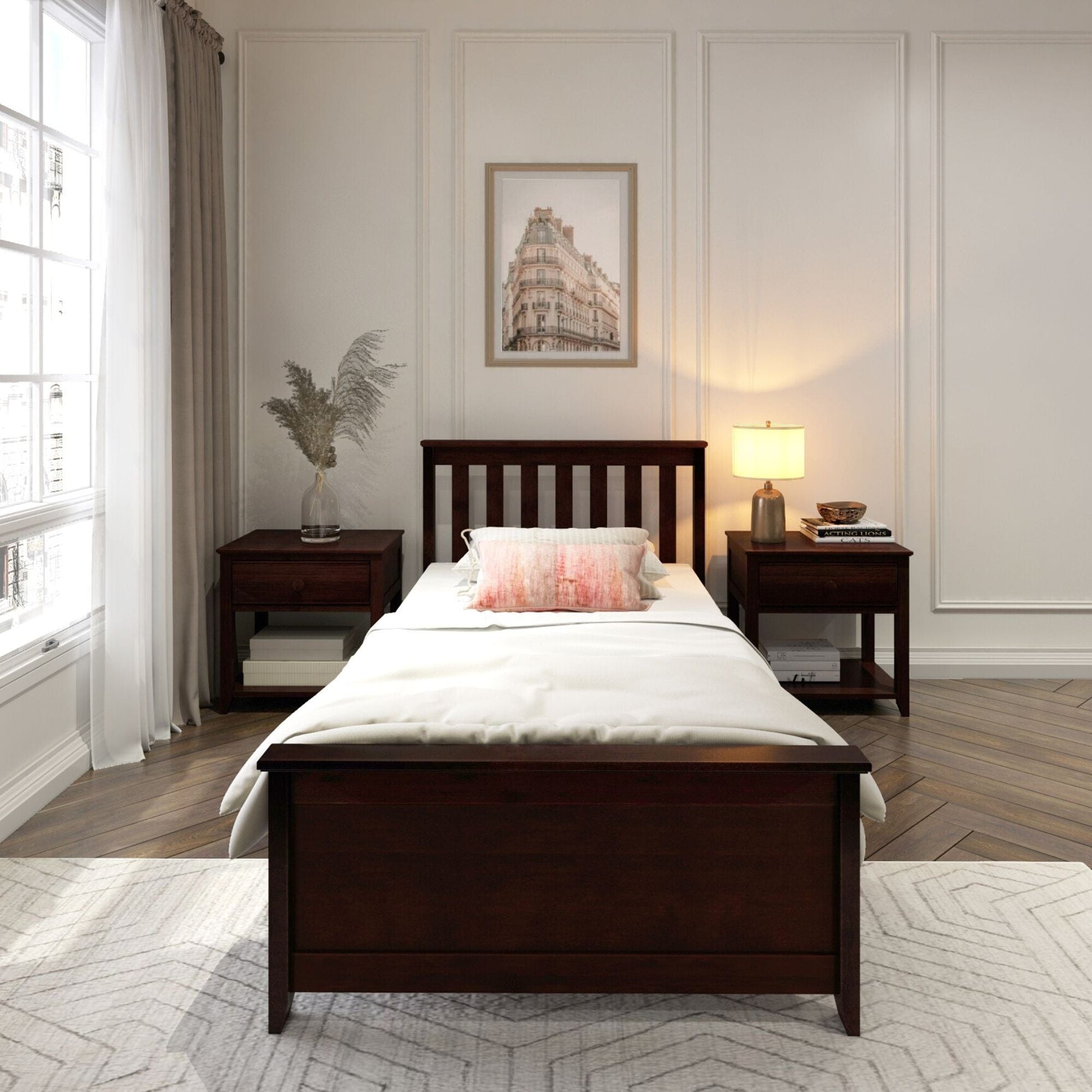 Ambire - Classic Solid Wood Slatted Twin Bed