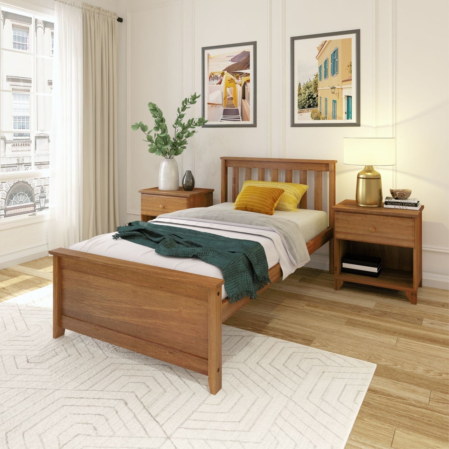 Ambire - Classic Solid Wood Slatted Twin Bed