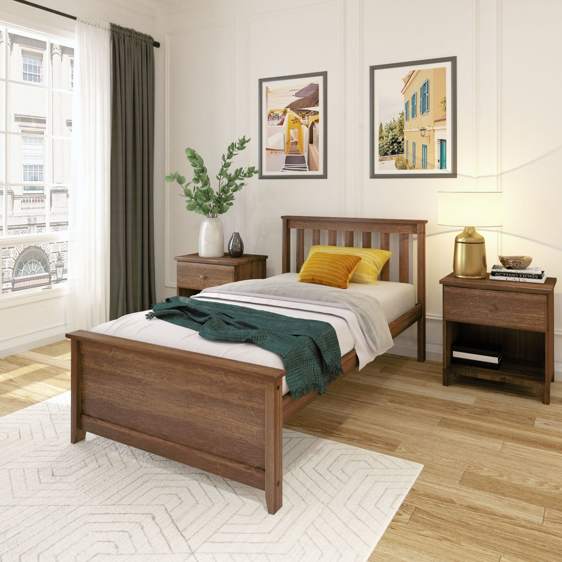 Ambire - Classic Solid Wood Slatted Twin Bed