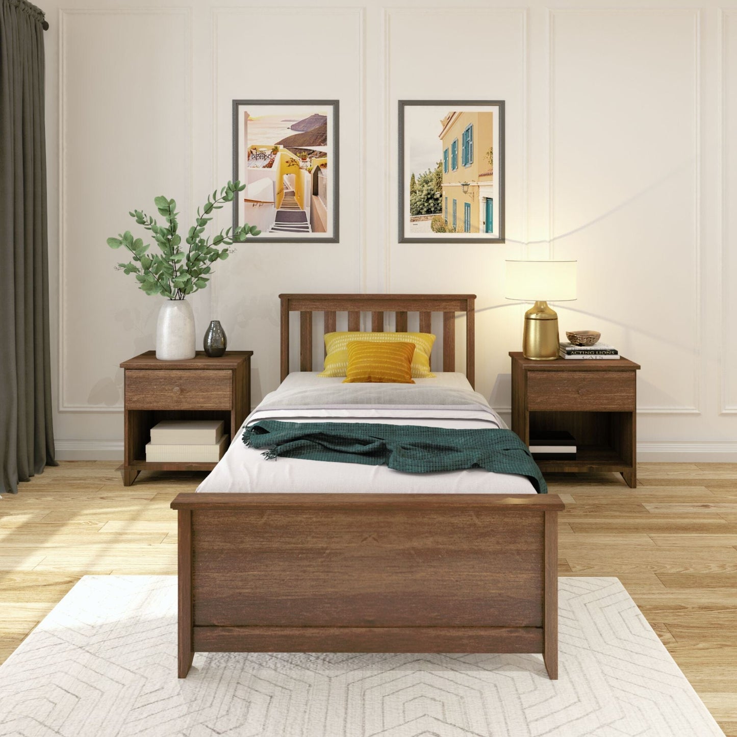 Ambire - Classic Solid Wood Slatted Twin Bed