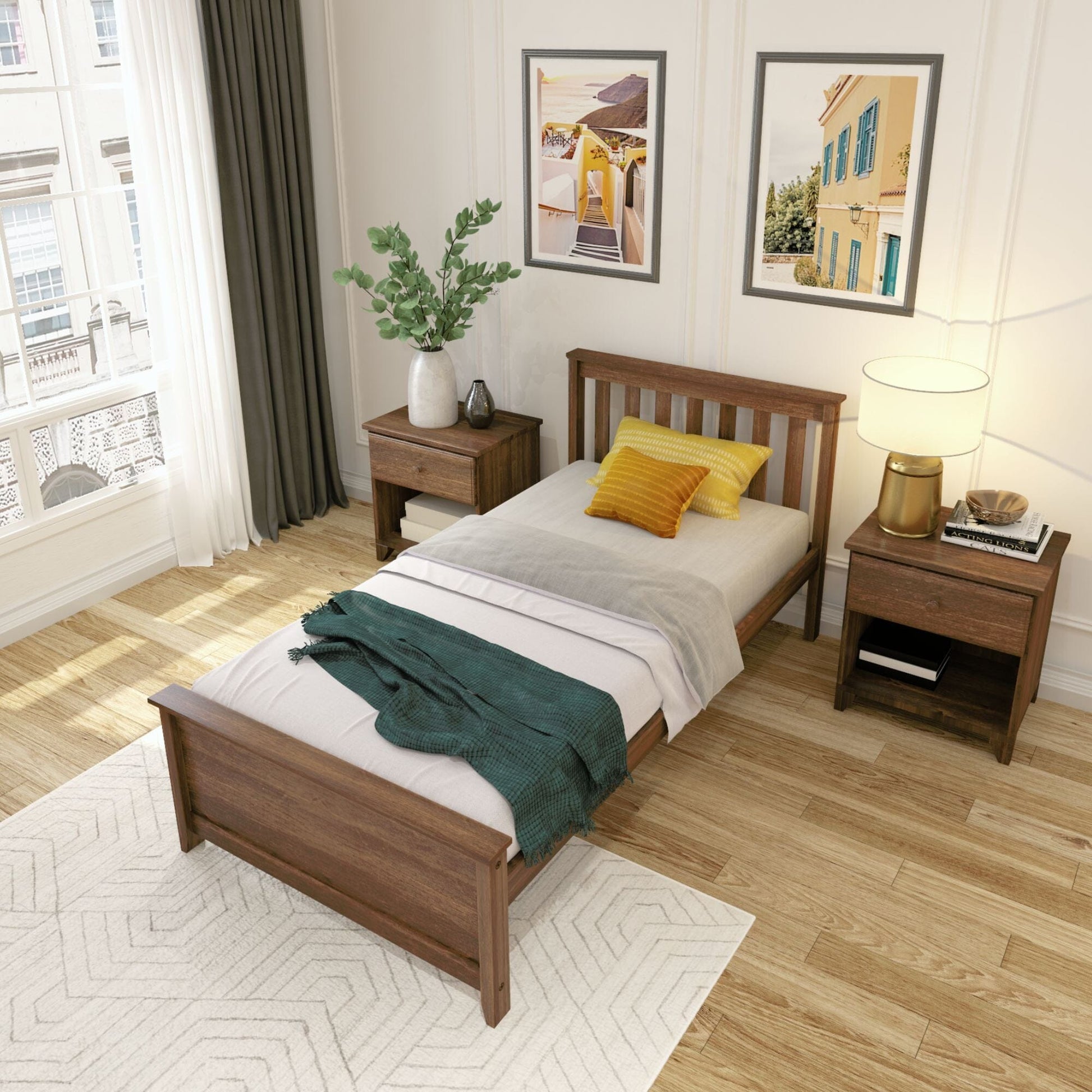Ambire - Classic Solid Wood Slatted Twin Bed