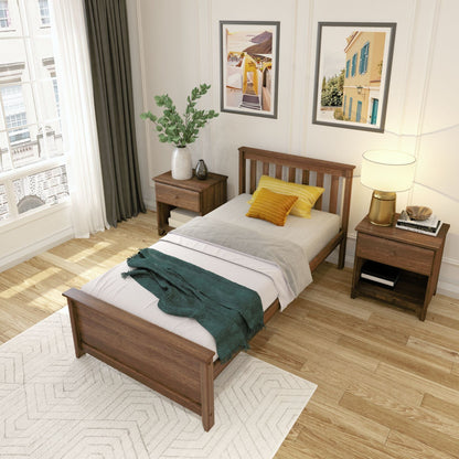 Ambire - Classic Solid Wood Slatted Twin Bed
