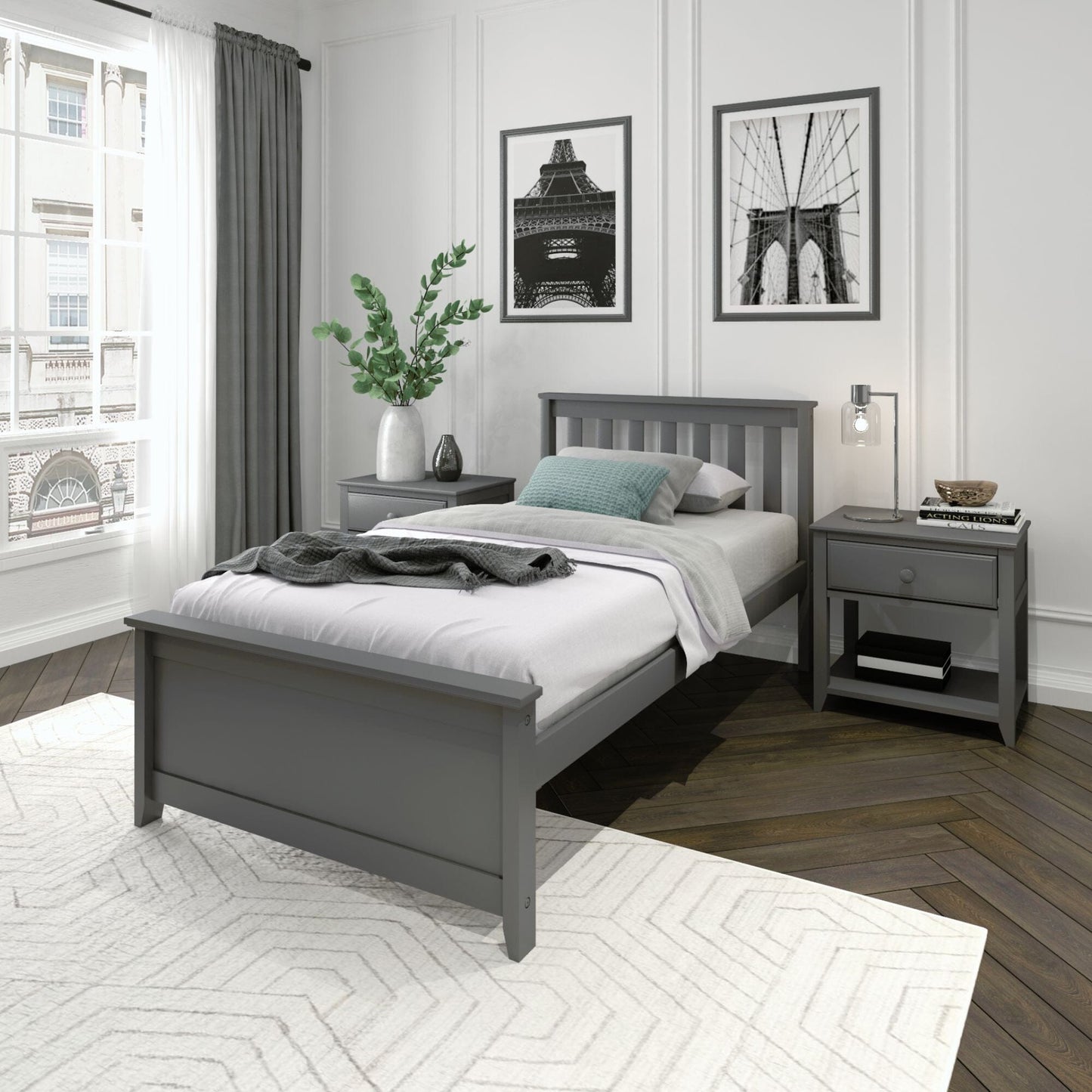 Ambire - Classic Solid Wood Slatted Twin Bed
