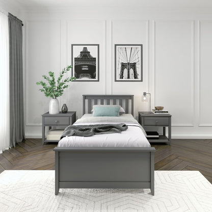 Ambire - Classic Solid Wood Slatted Twin Bed