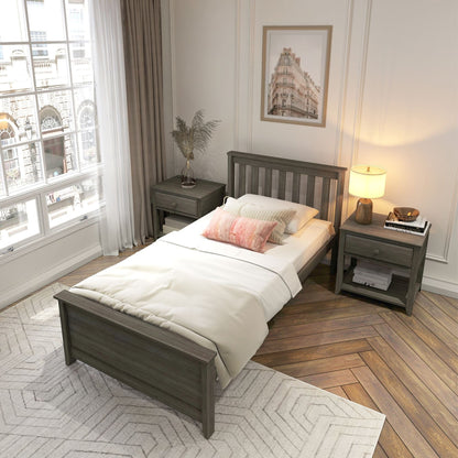 Ambire - Classic Solid Wood Slatted Twin Bed
